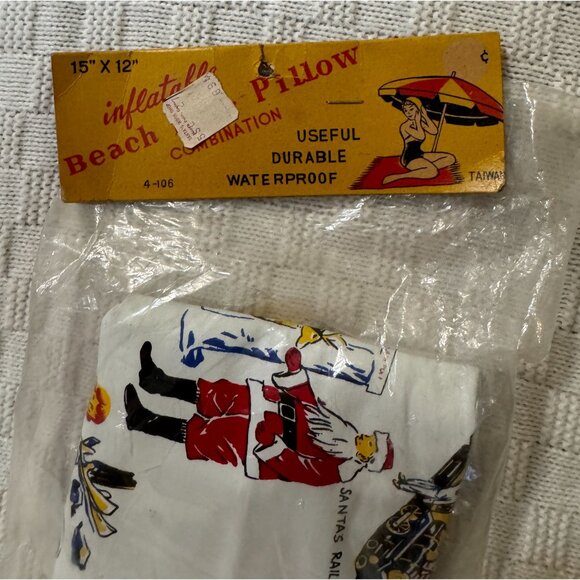 VTG MCM Inflatable Christmas Themed Inflatable Beach Bag and Pillow Combination - Picture 2 of 5